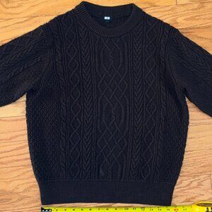 UNIQLO Cable Knit, Wool blend, Crew Sweater, Women's Small, Brown